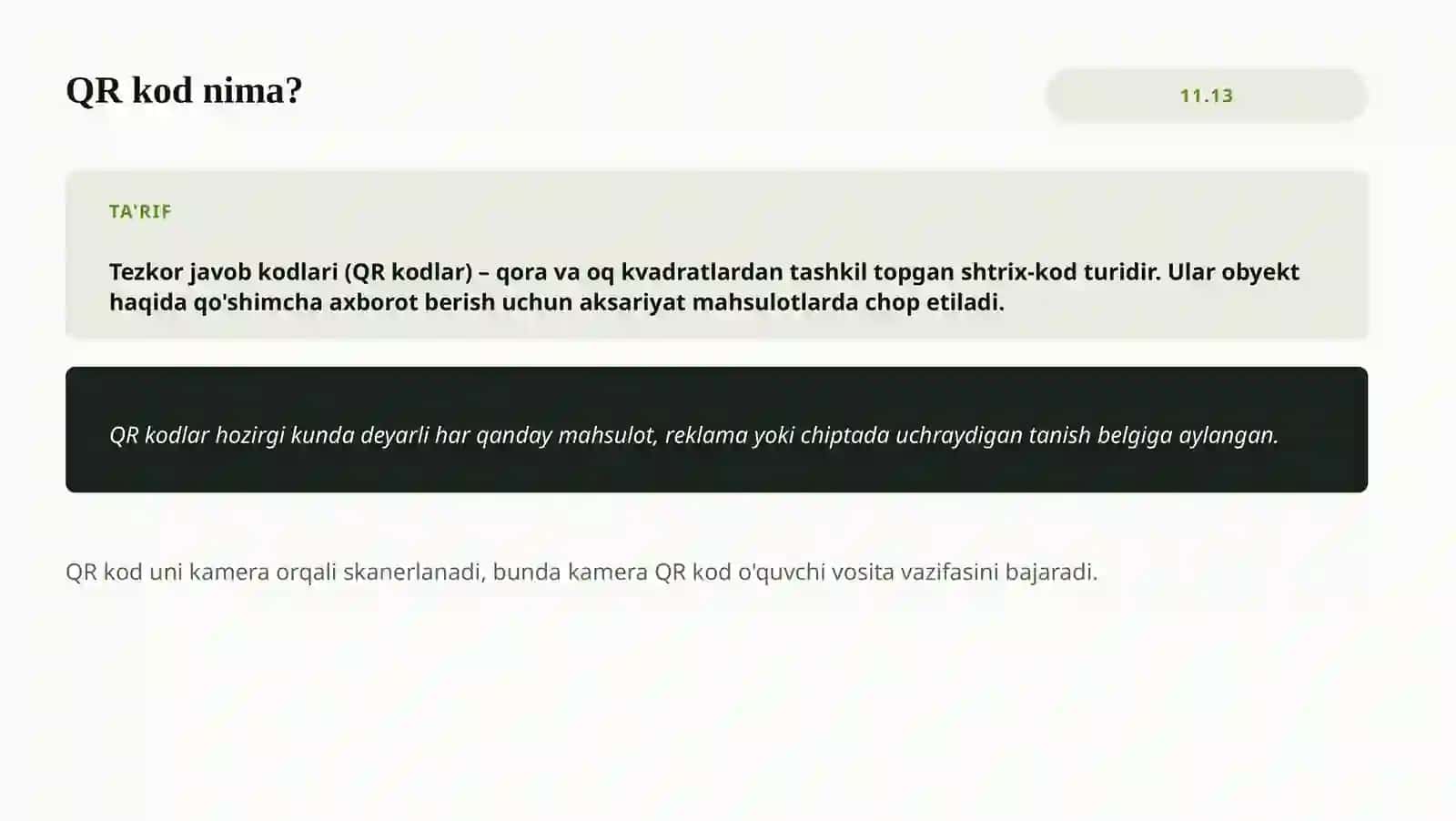 QR kodlar. Taqiladigan hisoblash qurilmalari 2