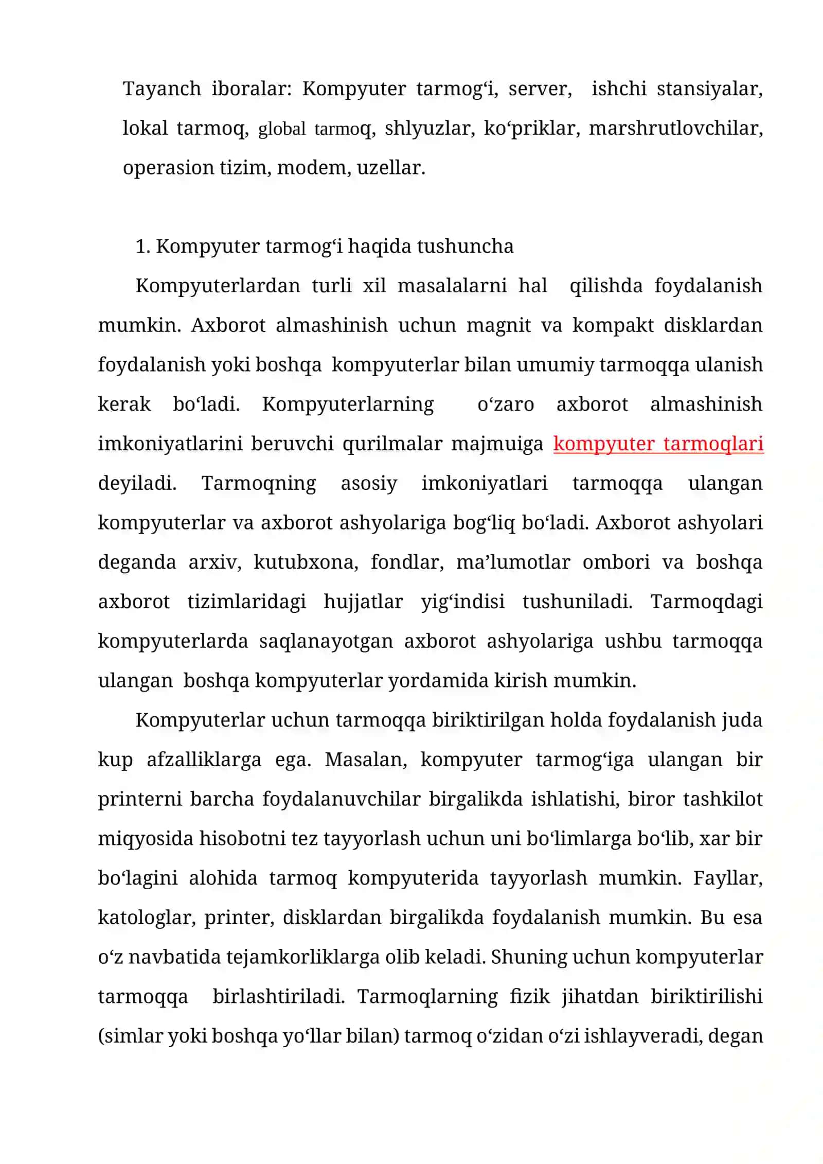 Lokal va global tarmoqlar 2