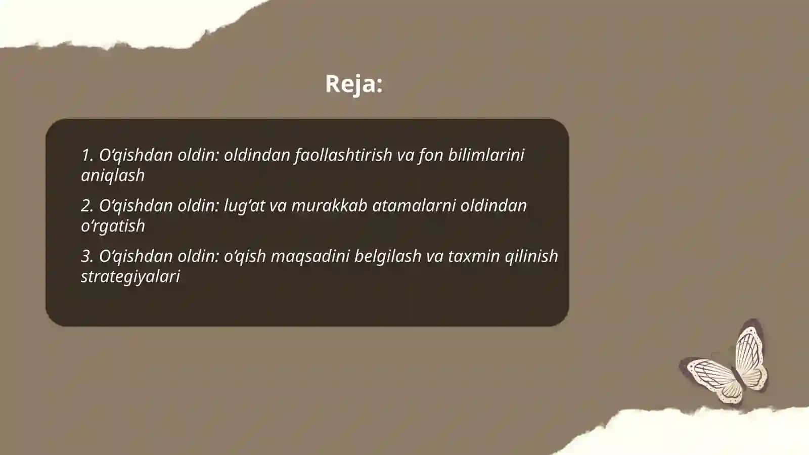 Badiiy matn tahliliga yondashuvlar: o‘qishdan oldin, o‘qish davomida va o‘qishdan keyingi faoliyat 2