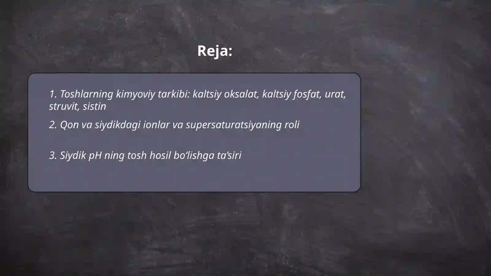 Tosh kasalliklarining kimyoviy asosi 2