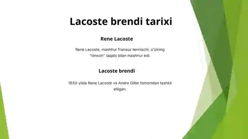 Lacoste brendi taqdimoti. 2