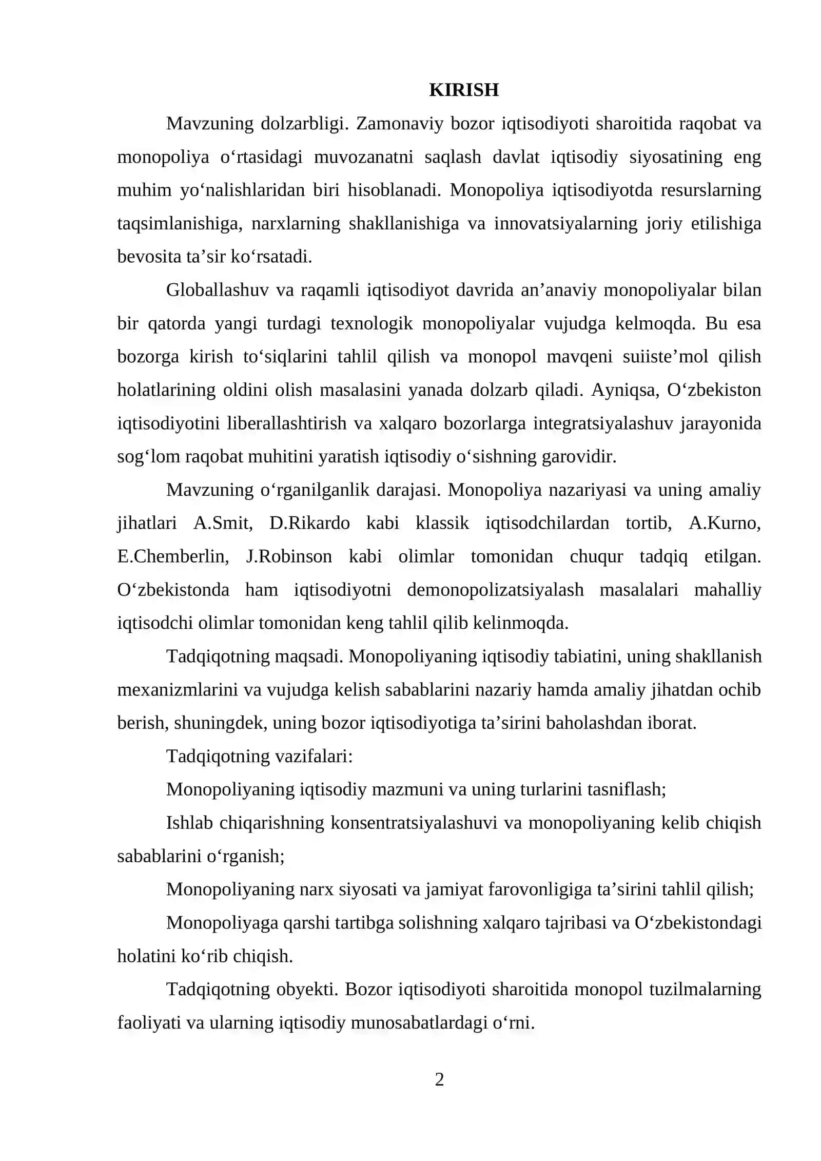 MONOPOLIYANING MOHIYATI VA UNING VUJUDGA KELISHI SABABLARI 2