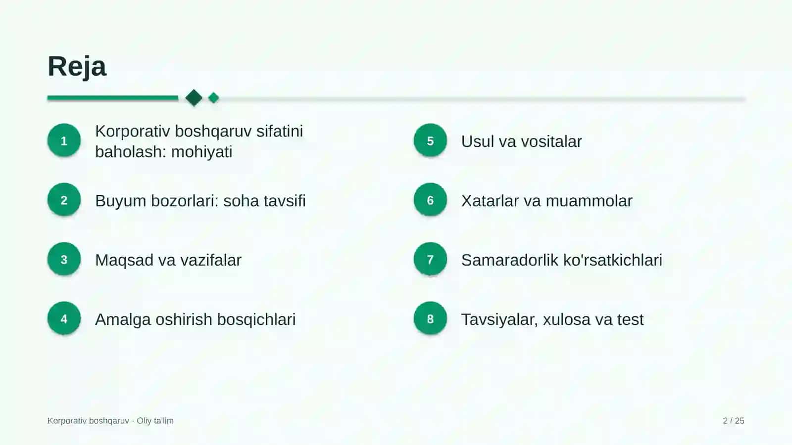 Korporativ boshqaruv sifatini baholash 2