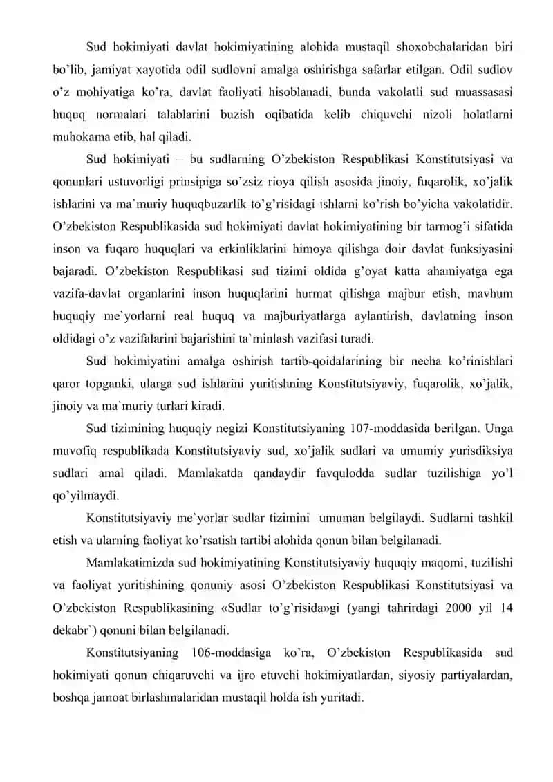 O‘zbekiston respublikasi sud hokimiyatining konstitutsiyaviy asoslari 2