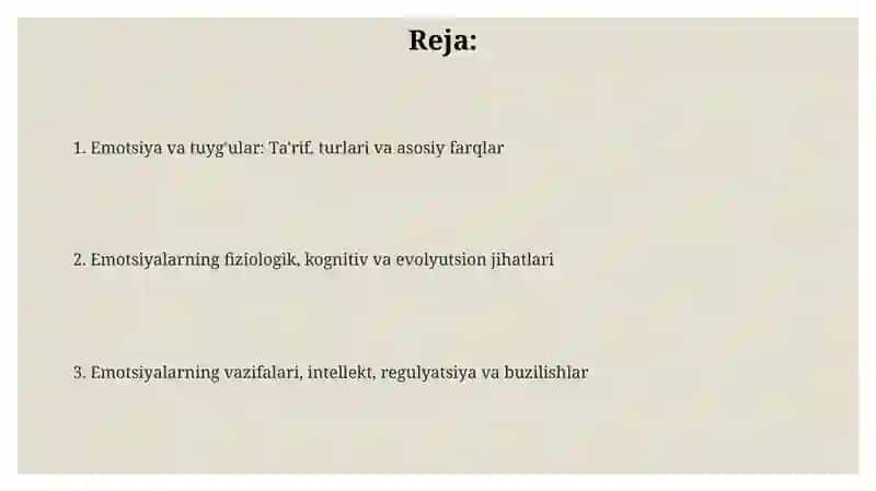 Emosiya va hissiyot haqida umumiy tushunchalar 2