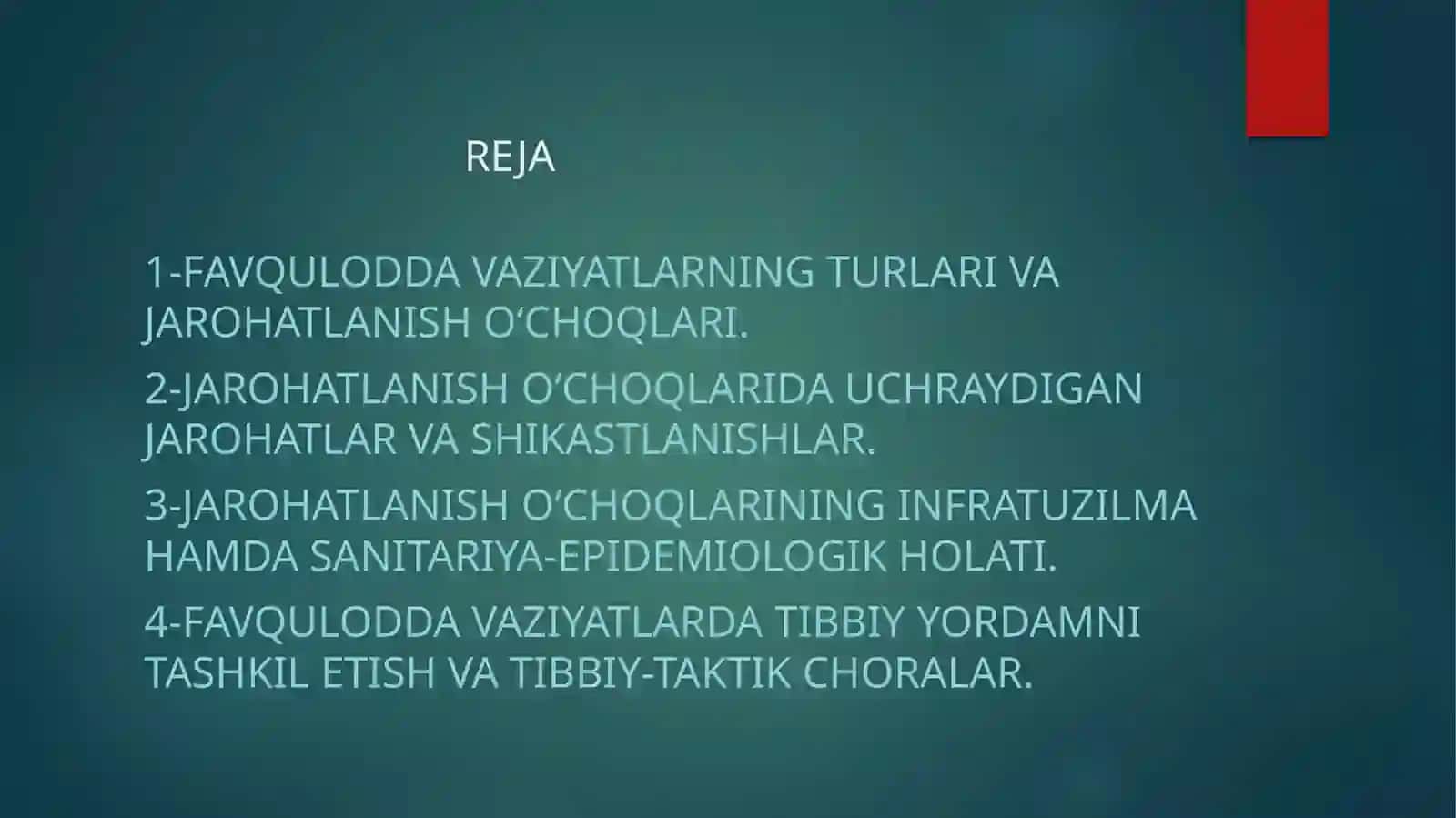 Favqulodda Vaziyatlarda Vujudga Keluvchi Jarohatlanish O’choqlarining Tibbiy - Taktik Tavsifi 2