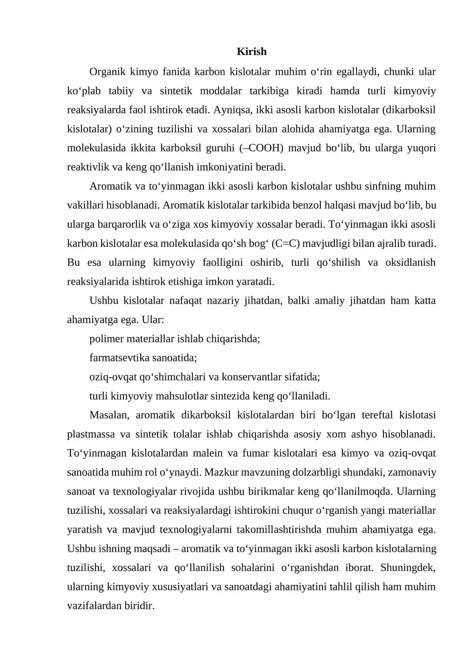 AROMATIK VA TO'YINMAGAN IKKI ASOSLI KARBON KISLOTALAR 2