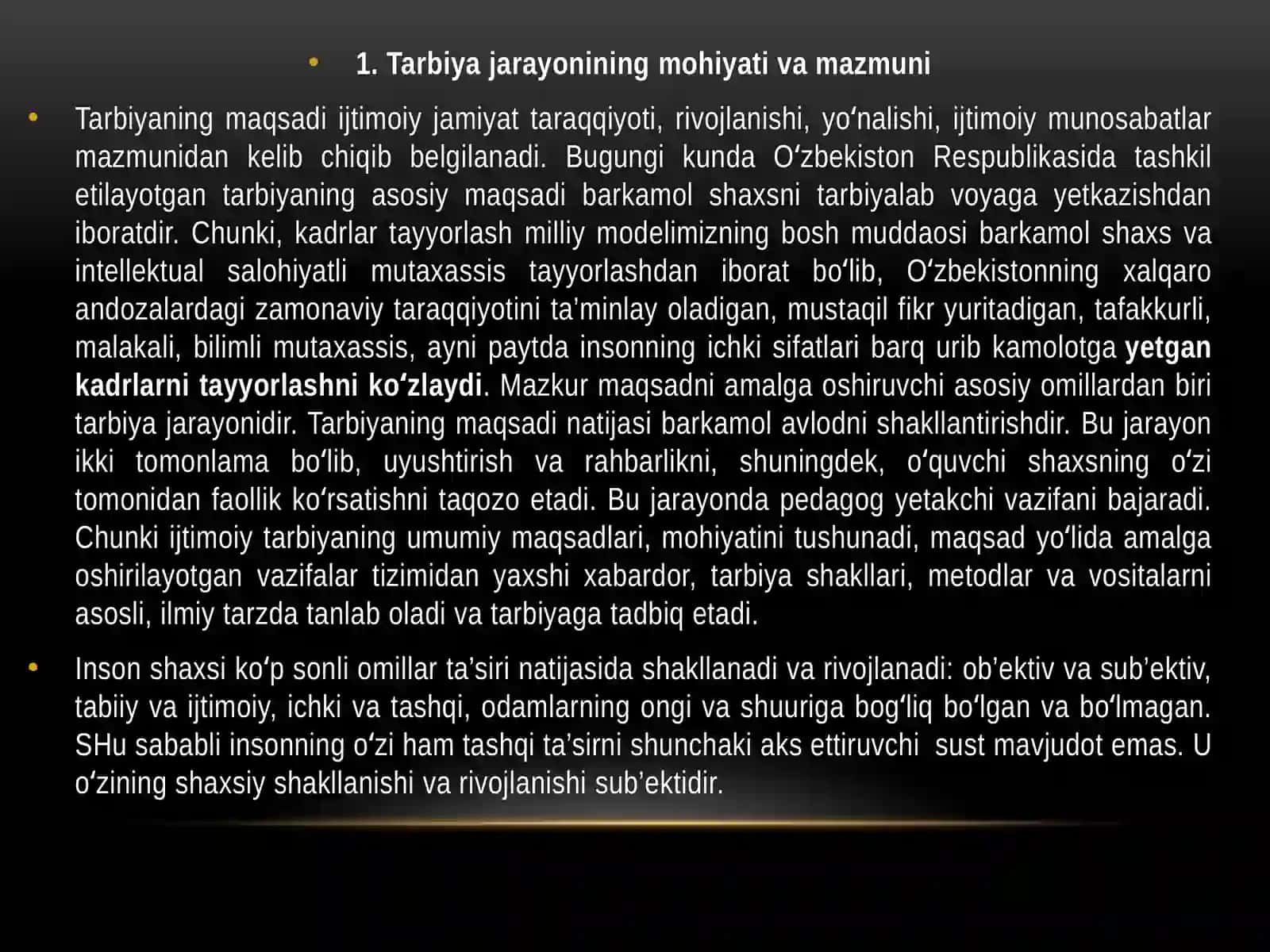 Tarbiya jarayonining mohiyati va mazmuni 2
