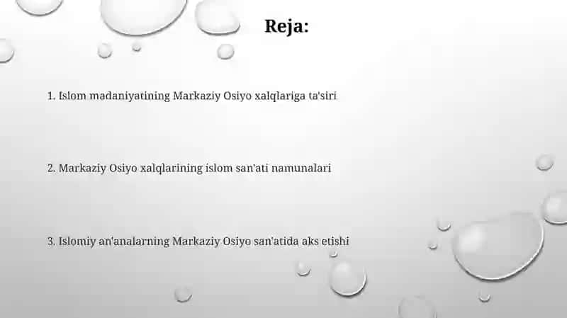 Islom madaniyati va Markaziy Osiyo xalqlari sanʼati 2