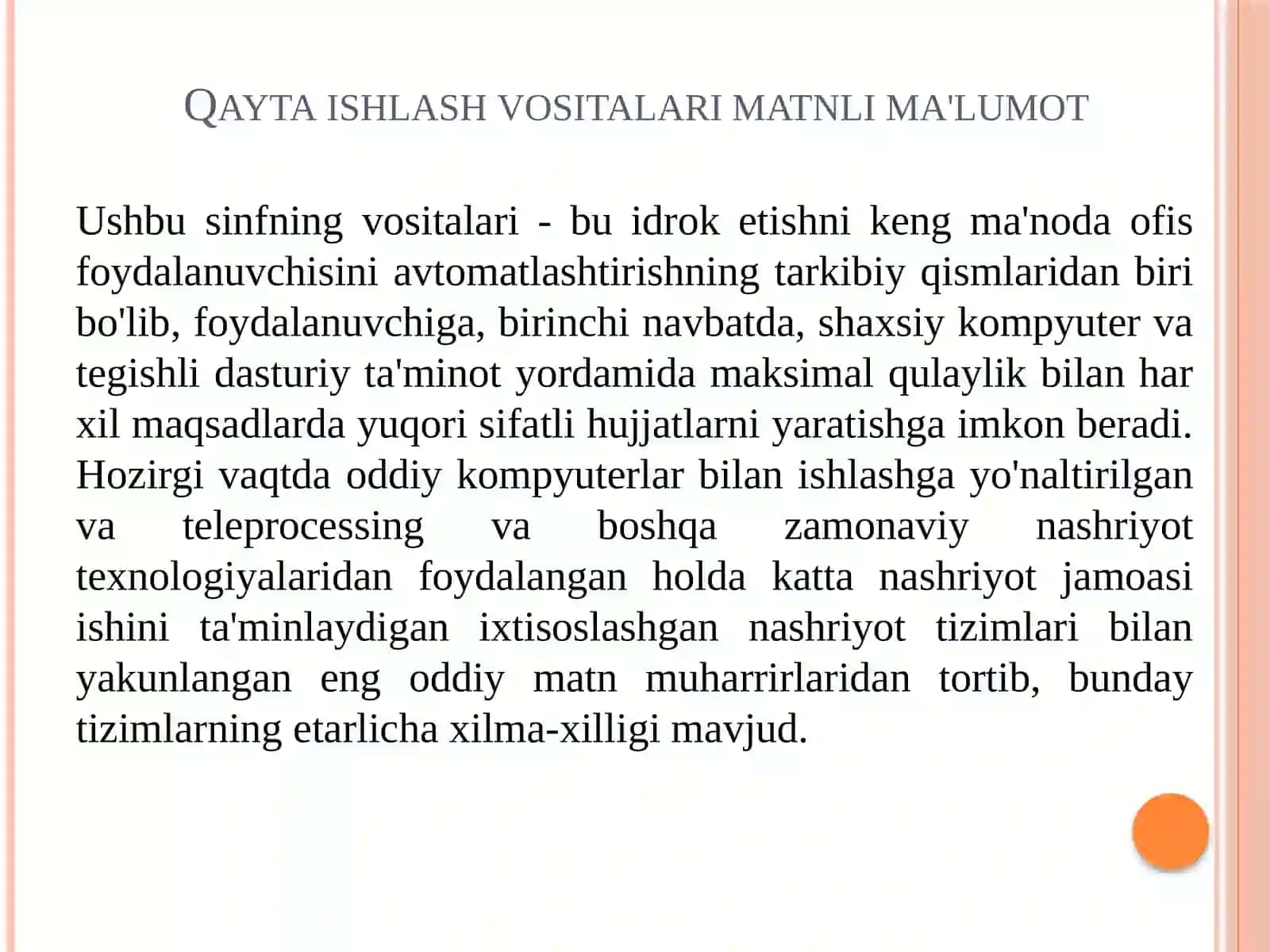 Matnlima’lumotlarni qayta ishlash 2