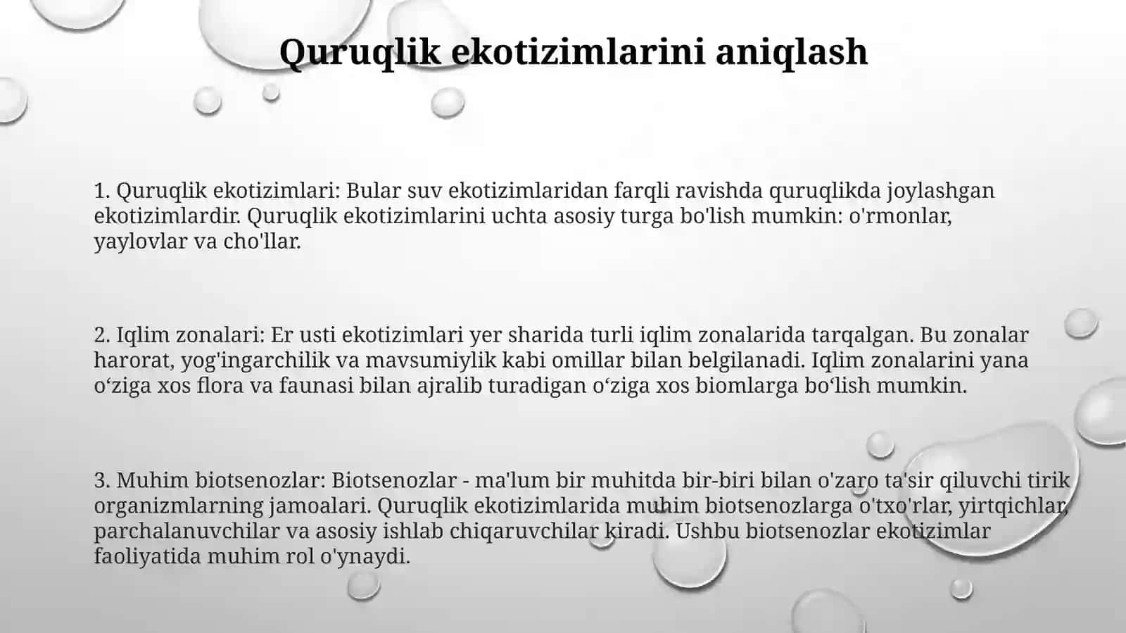 Yer Shari Quruqlik Ekosistemani Shartlari Iqlim Guruhlarini Va UlarningMuhimBiotsenozlari 2
