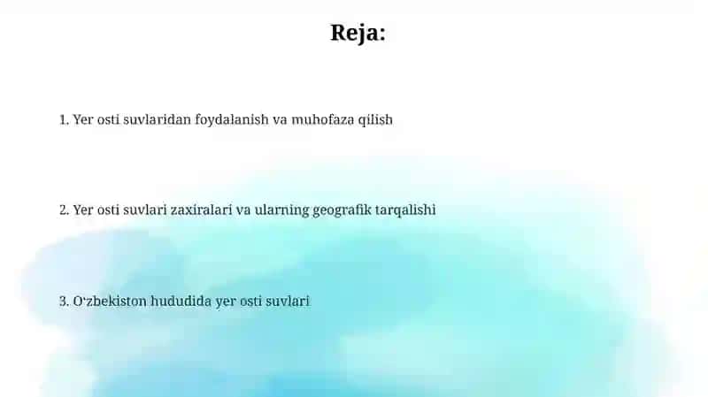 Yer osti suvlari va ularning geografik tarqalishi 2