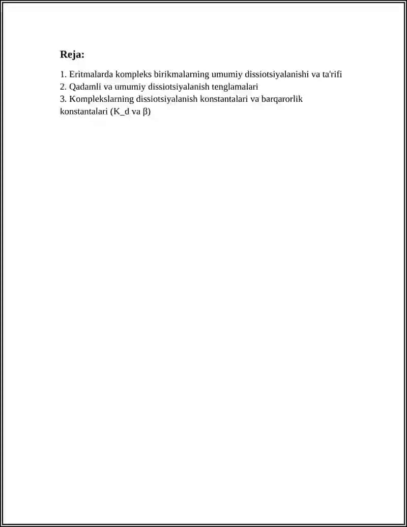 ERITMALARDA KOMPLEKS BIRIKMALARNI DISSOTSIYALANISHI 2