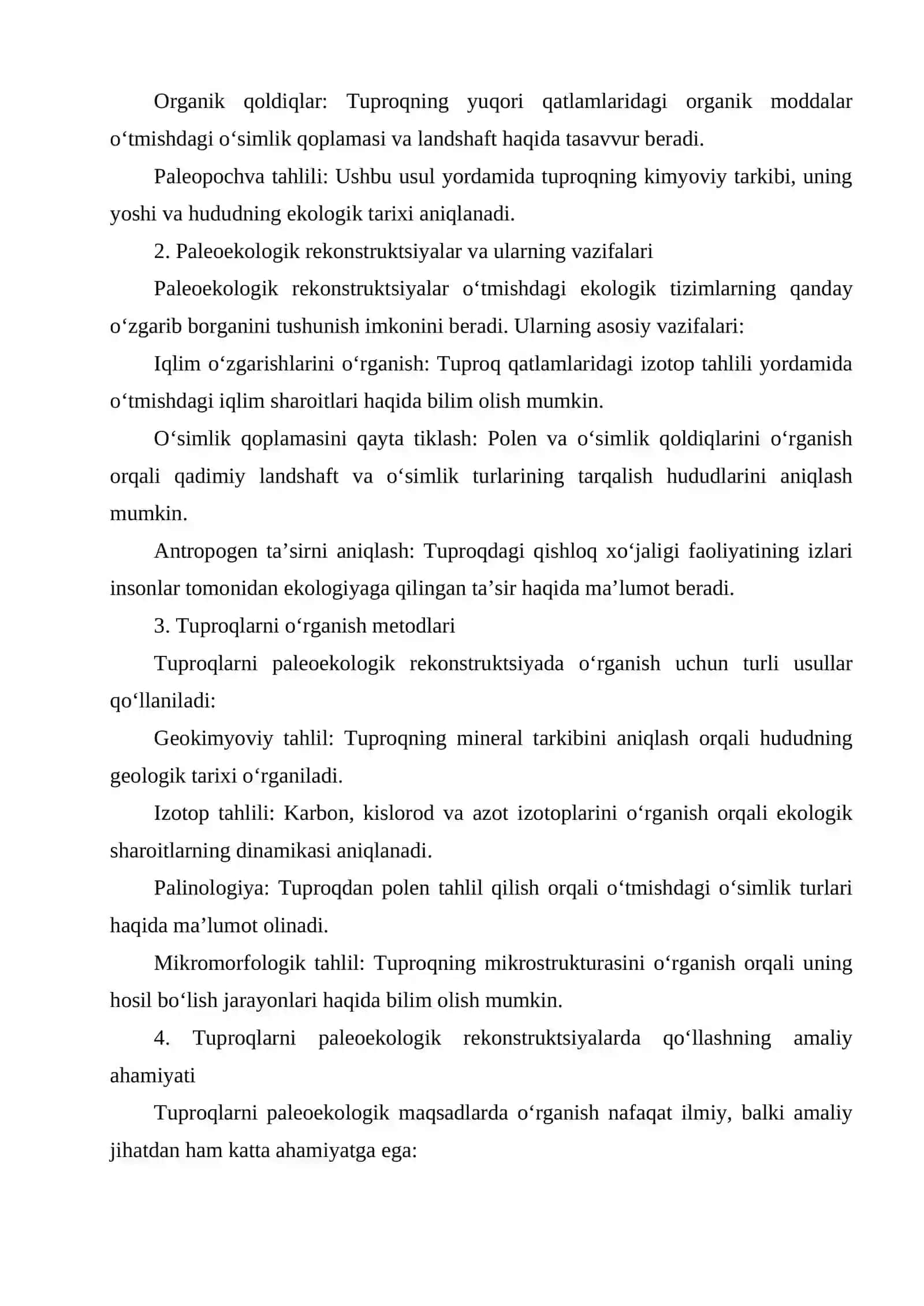 Tuproqlar va paleoekologik rekonstruktsiyalar 2