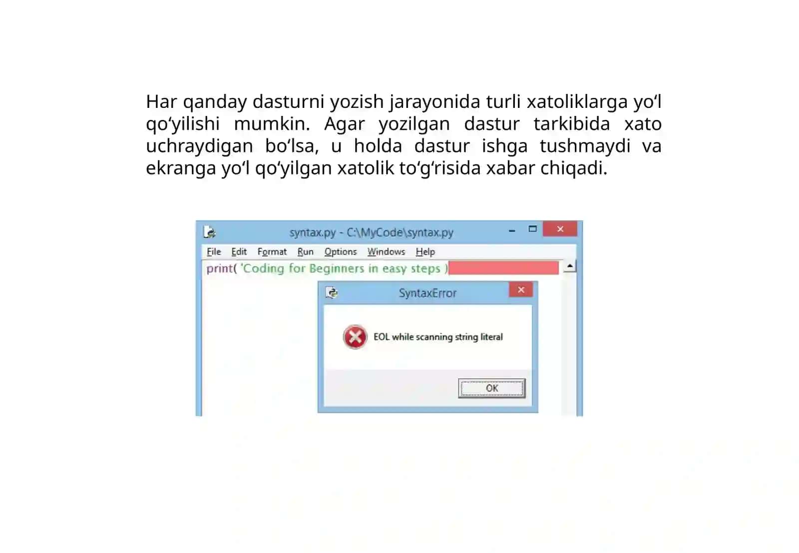 PYTHONDA XATOLIKLAR BILAN ISHLASH 2