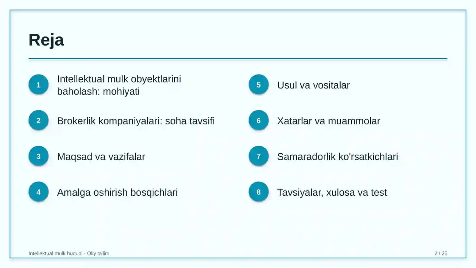 INTELLEKTUAL MULK HUQUQI · OLIY TA'LIM 2
