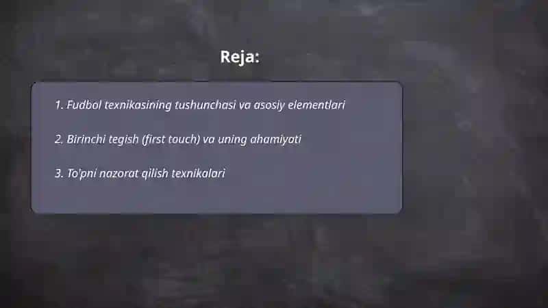 Fudbol o'yini texnikasi haqida tushuncha 2