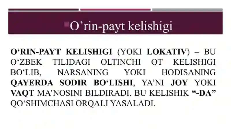 o'rin payt. 2