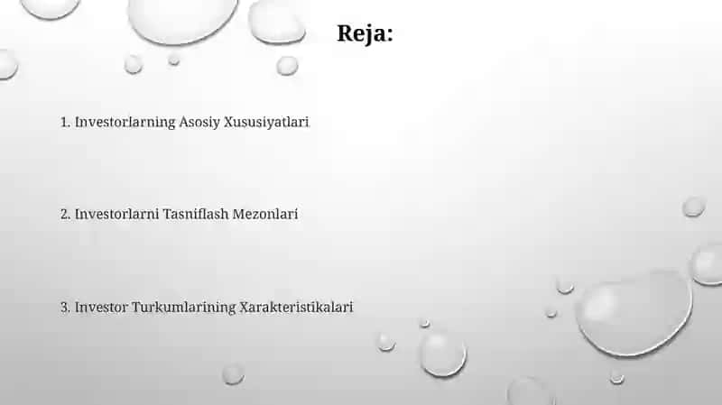 Investorlarning Asosiy Belgilari 2