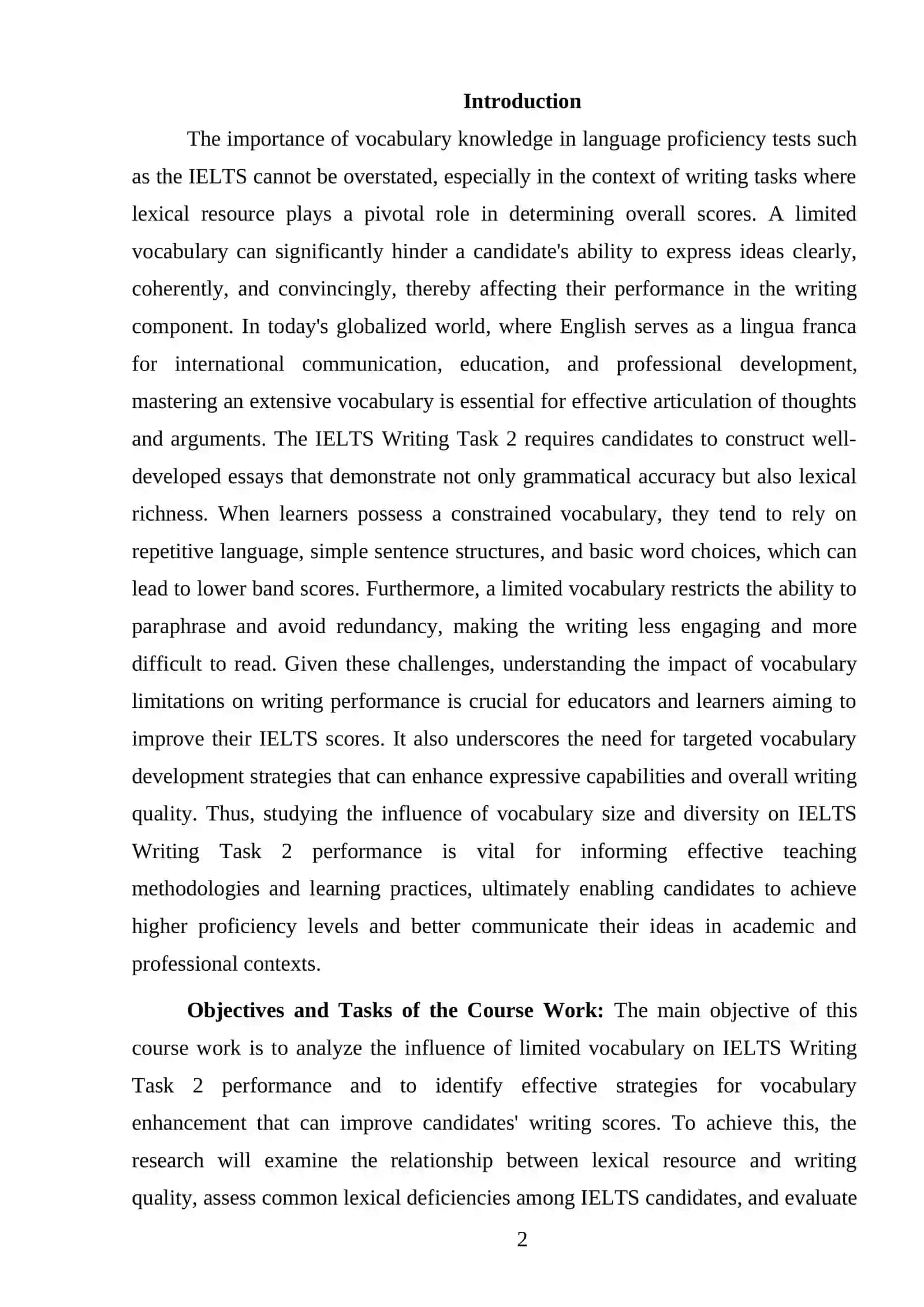 THE IMPACT OF LIMITED VOCABULARY ON IELTS WRITING TASK 2 PERFORMANCE 2