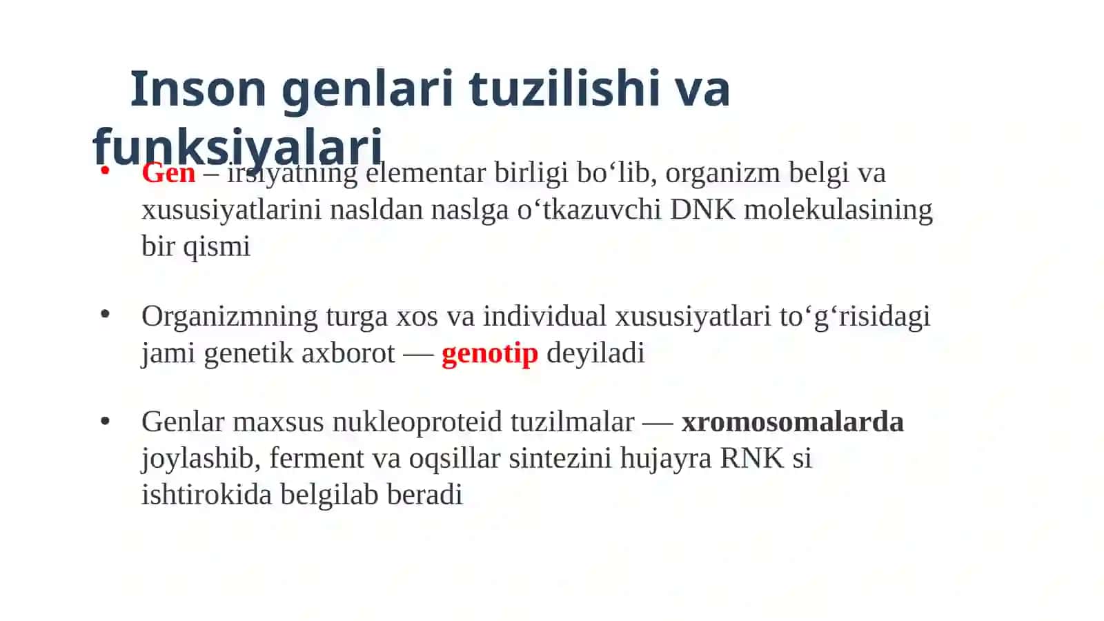 GEN KASALLIKLARI. MUKOVITSIDOZ. TUG’MA GIPOTIREOZ. MARFAN SINDROMI. GEN KASALLIKLARINI DAVOLASH 2