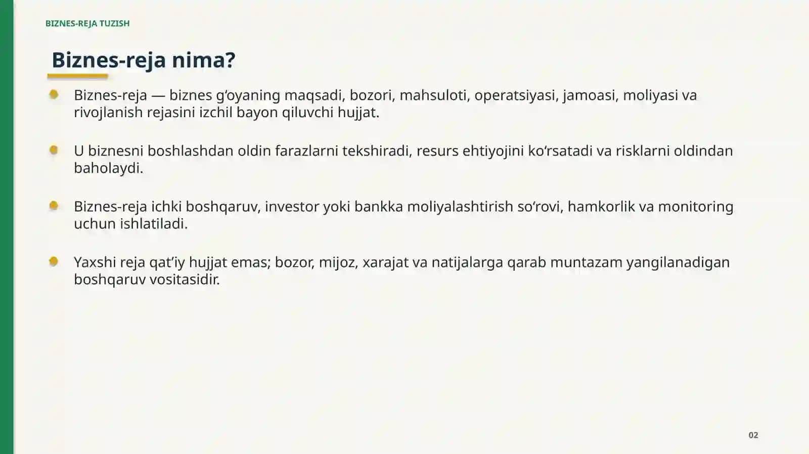 BIZNES-REJA TUZISH 2