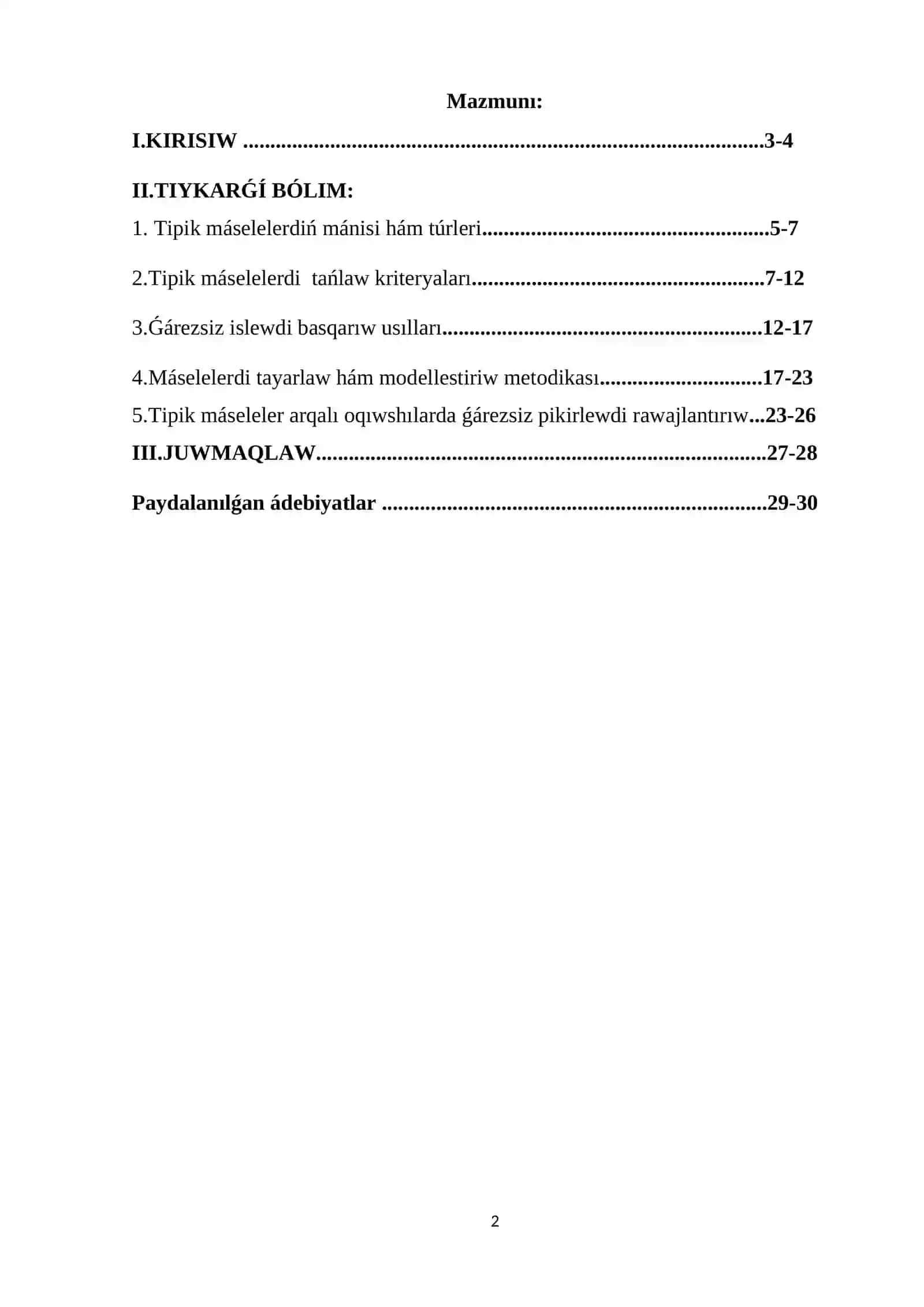 Tipik máseleler menen islew metodikası 2