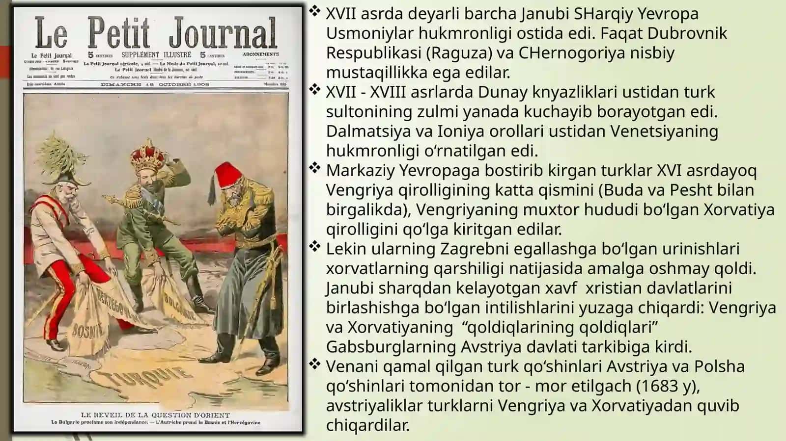 Janubi-Sharqiy Yevropa xalqlari yangi davrda: tarixiy rivojlanishning asosiy voqealar va jarayonlari 2
