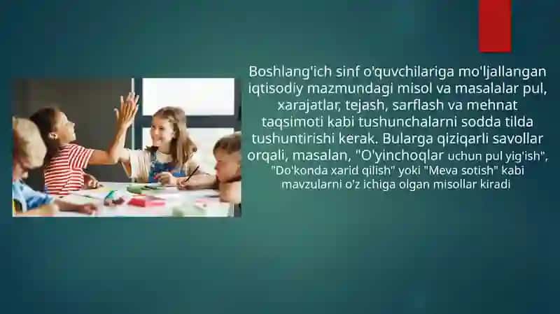 Boshlang’ich sinf o’quvchilarigamos iqtisodiy masala  tuzish va yechish 2