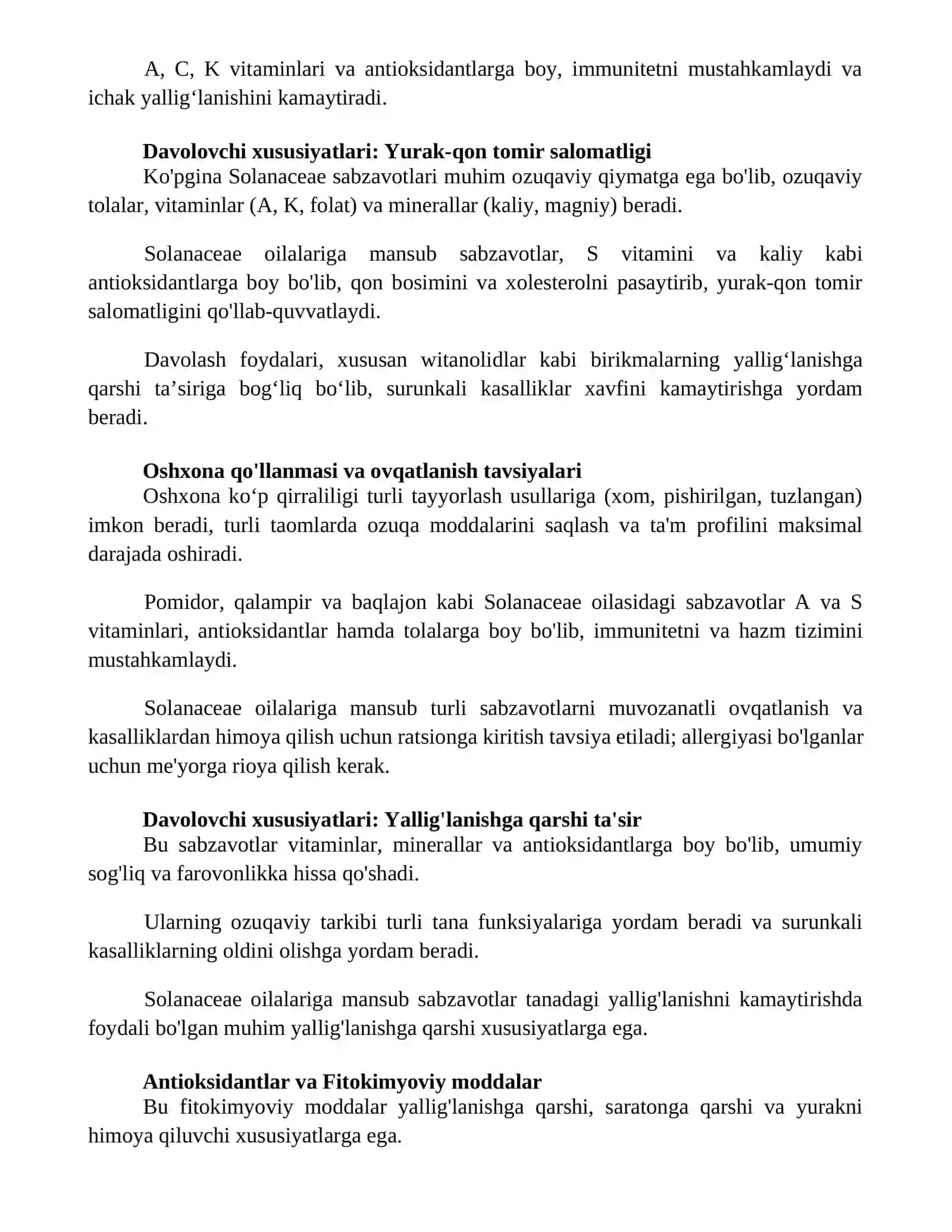 Soyabonguldoshlar oilasiga mansub sabzavotlarning oziqaboplik va shifo profilaktik bahosi 2