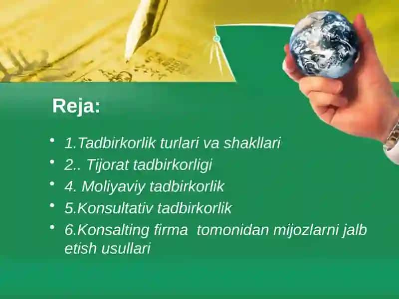 Tadbirkorlik shakllari va tadbirkorlik faoliyati 2