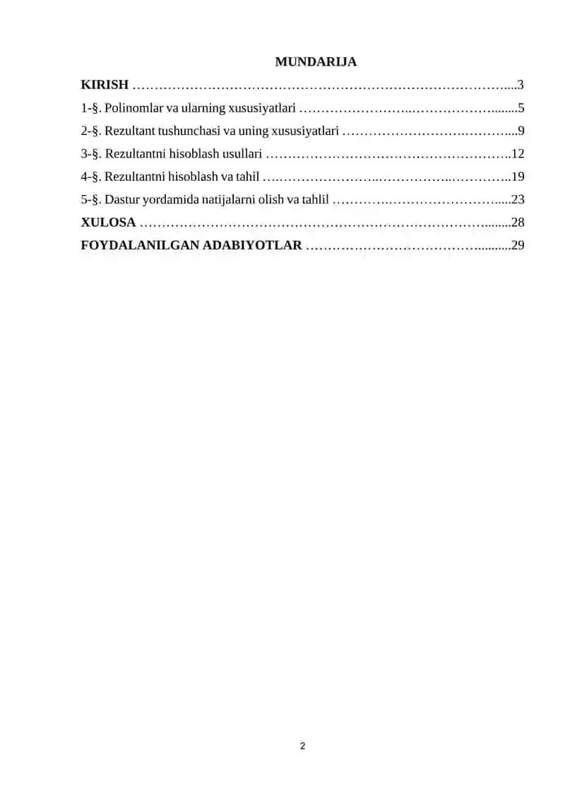 POLINOMLAR VA RESULTANT 2