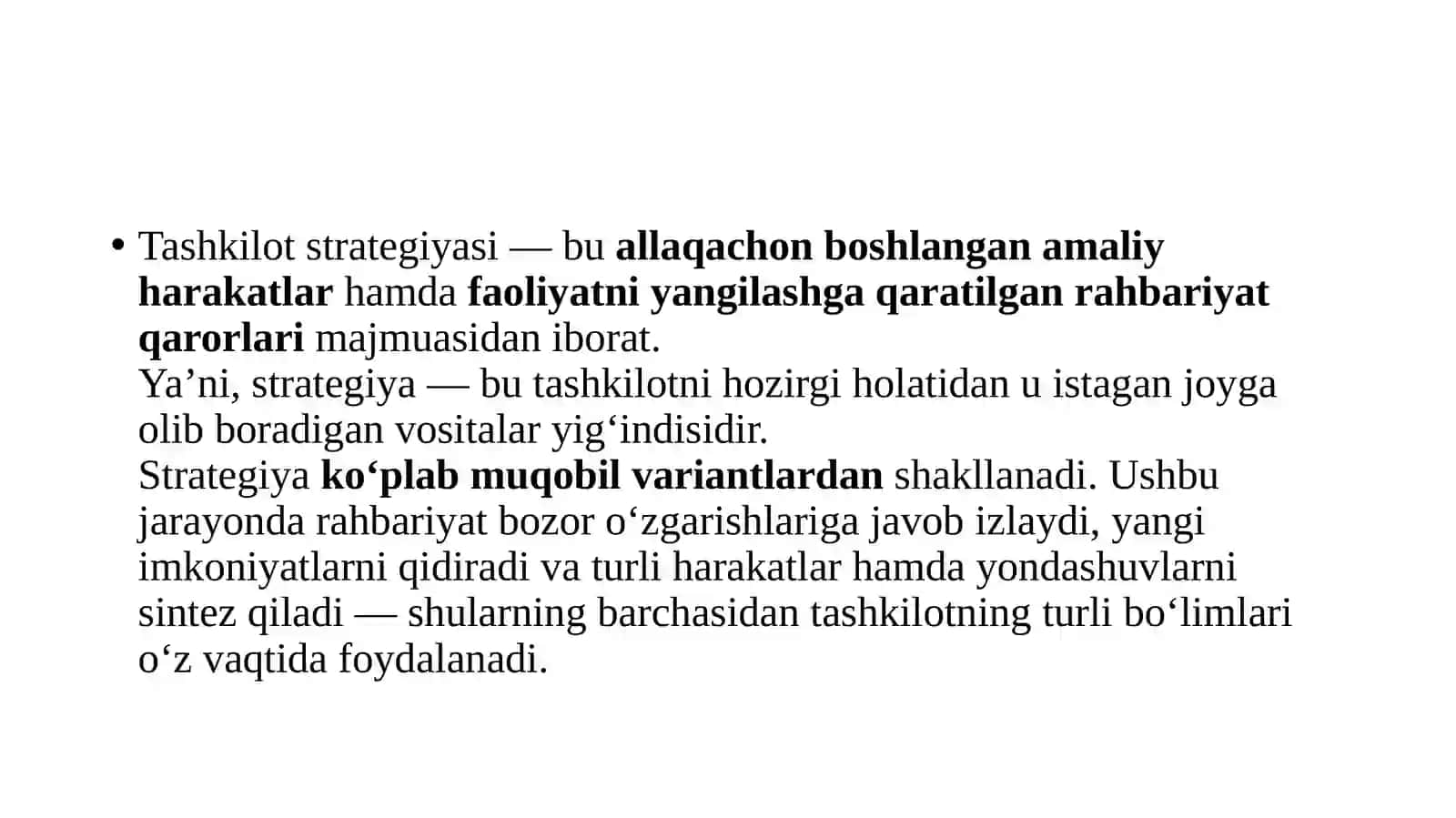 Strategiyani ishlab chiqish 2