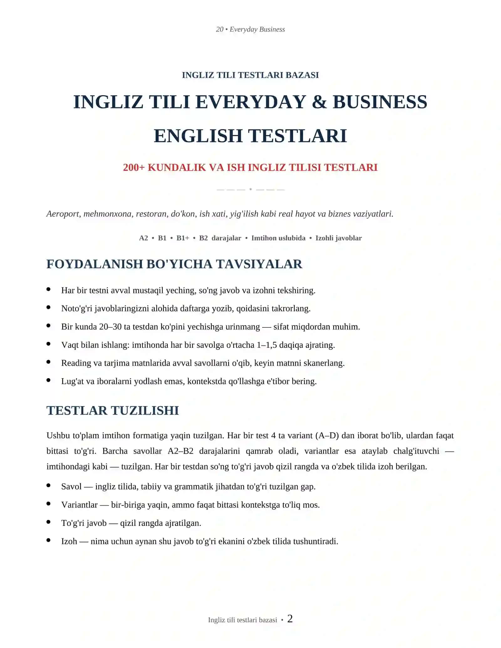 INGLIZ TILI TESTLARI BAZASI 2