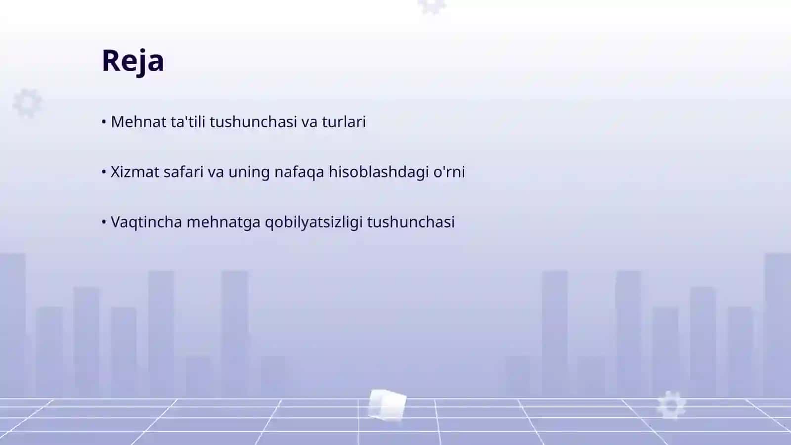 Mehnat ta'tili, xizmat safari va vaqtincha mehnatga qobilyatsizligi bo'yicha nafaqa pulini xisoblash 2