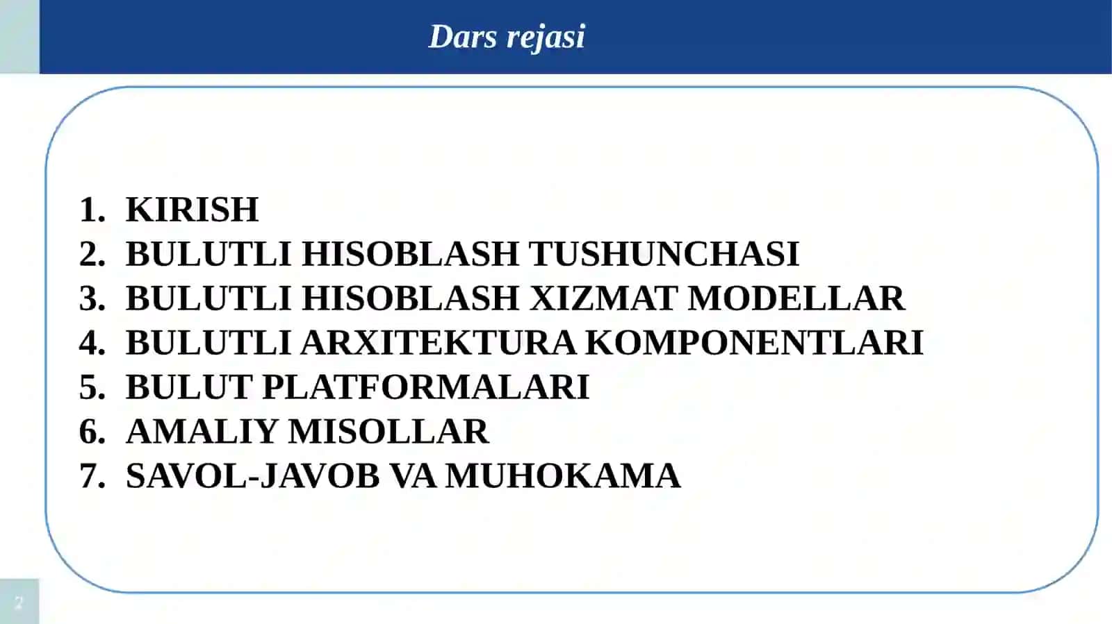 Bulutli hisoblash arxitekturasi 2