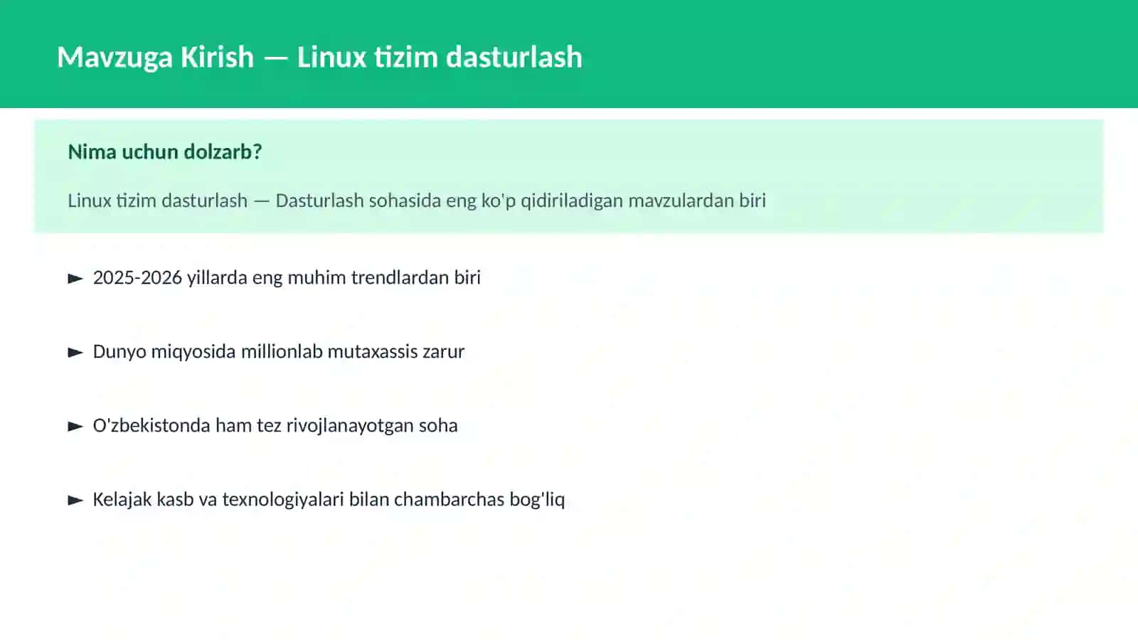 Linux tizim dasturlash 2