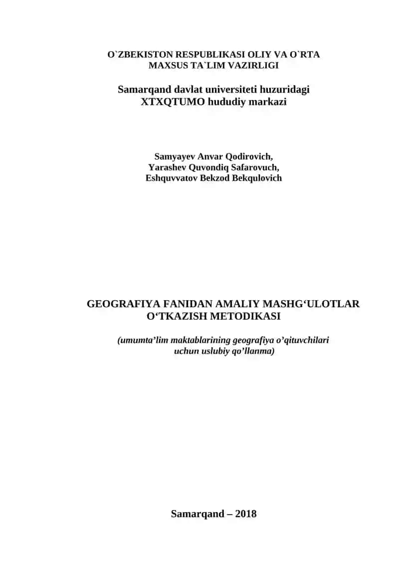 Geografiya Fanidan Amaliy Mashg‘ulotlar O‘tkazish Metodikasi 2