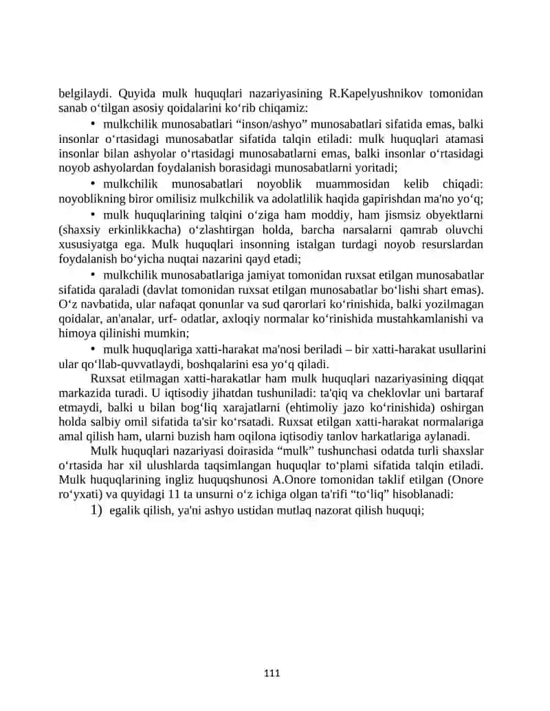 MULK HUQUQLARI NAZARIYASI VA MULKChILIK ShAKLLARINING RIVOJLANISh EVOLYUSIYASI 2