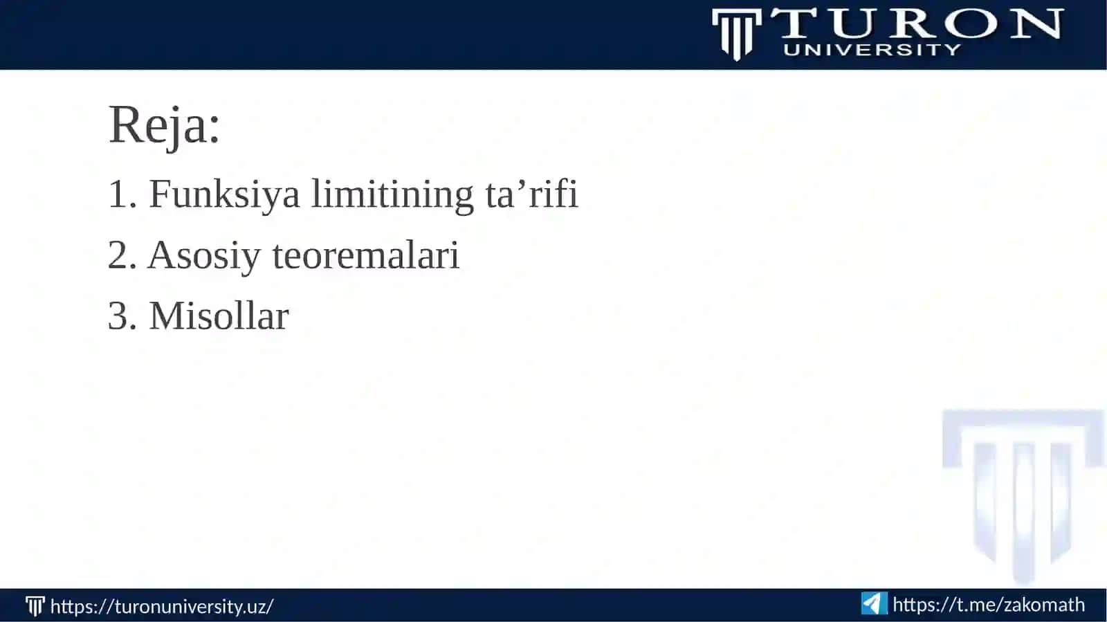 FUNKSIYA LIMITI VA FUNKSIYA LIMITINING ASOSIY XOSSALAR 2