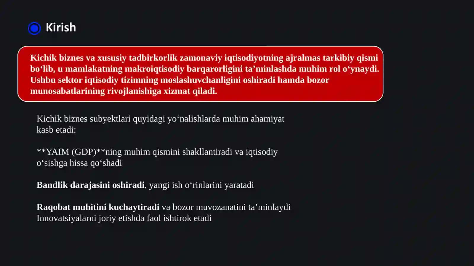 kichik biznes va xususiy tadbirkorlik subyektlarining moliyaviy faoliyati 2