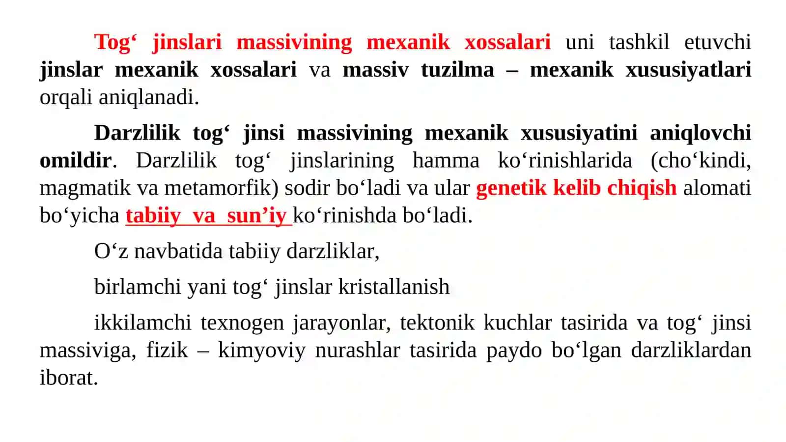 Tog‘jinslarmassivining umumiy tabiiy va texnogen tuzilmas mexanik xususiyati 2