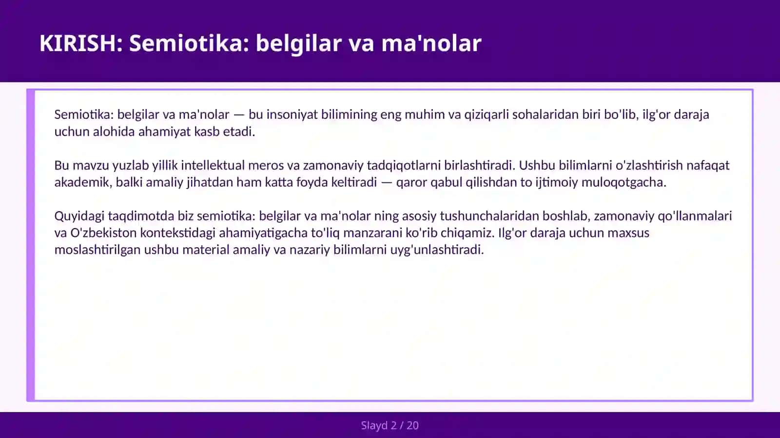 Semiotika: belgilar va ma'nolar 2