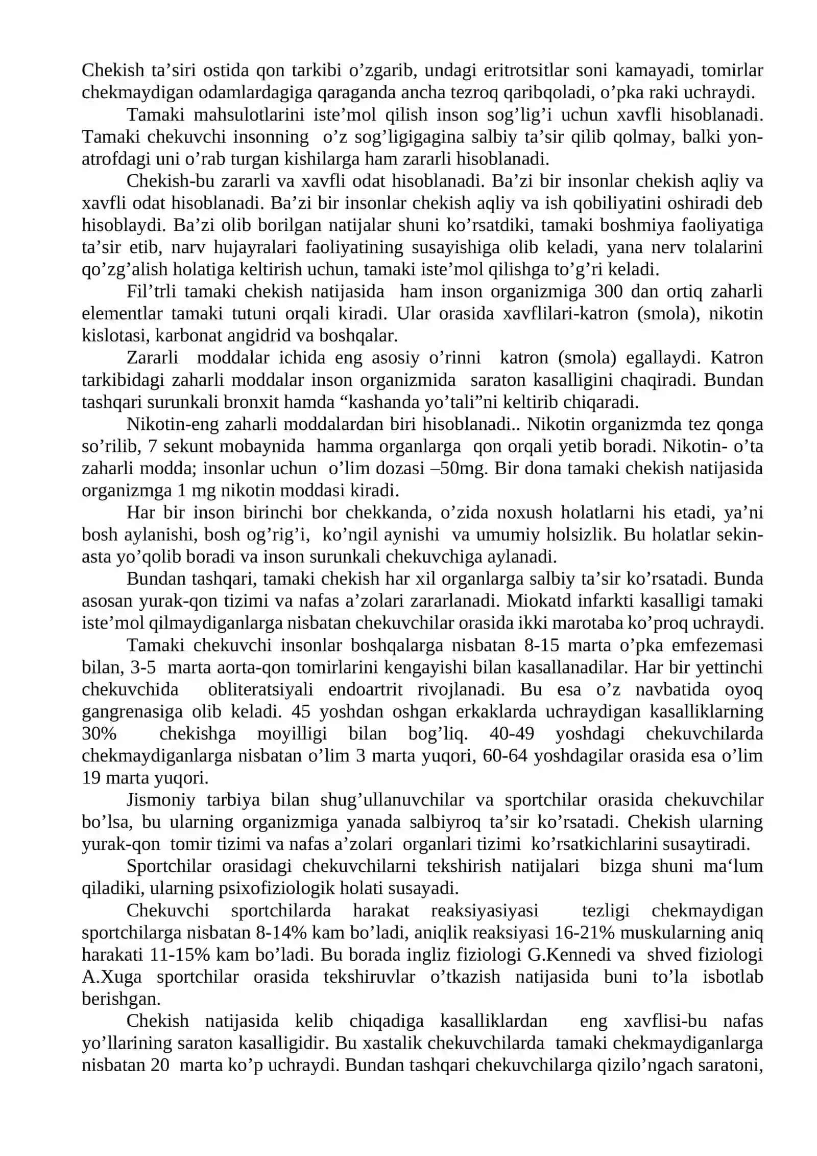 Zararli odatlar- insonlarning sog’lig’ini buzg’unchilaridir. OITS, gipotet kasalligining kelib chiqishi, alomatlari va oldini olish chora-tadbirlari 2