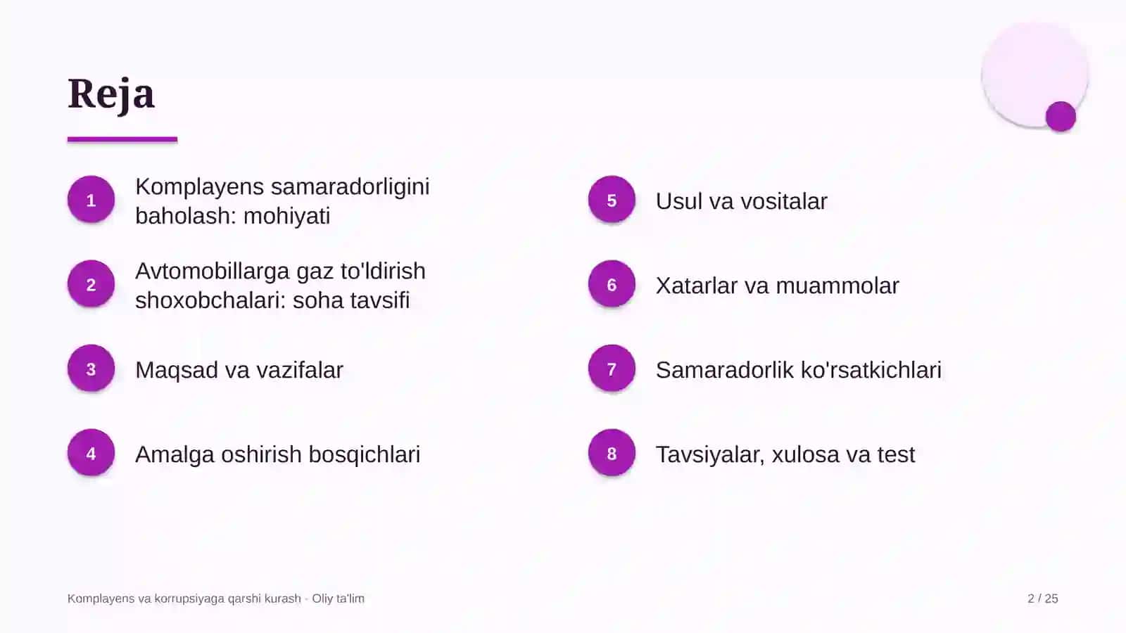 Avtomobillarga gaz to'ldirish shoxobchalarida komplayens samaradorligini baholash 2