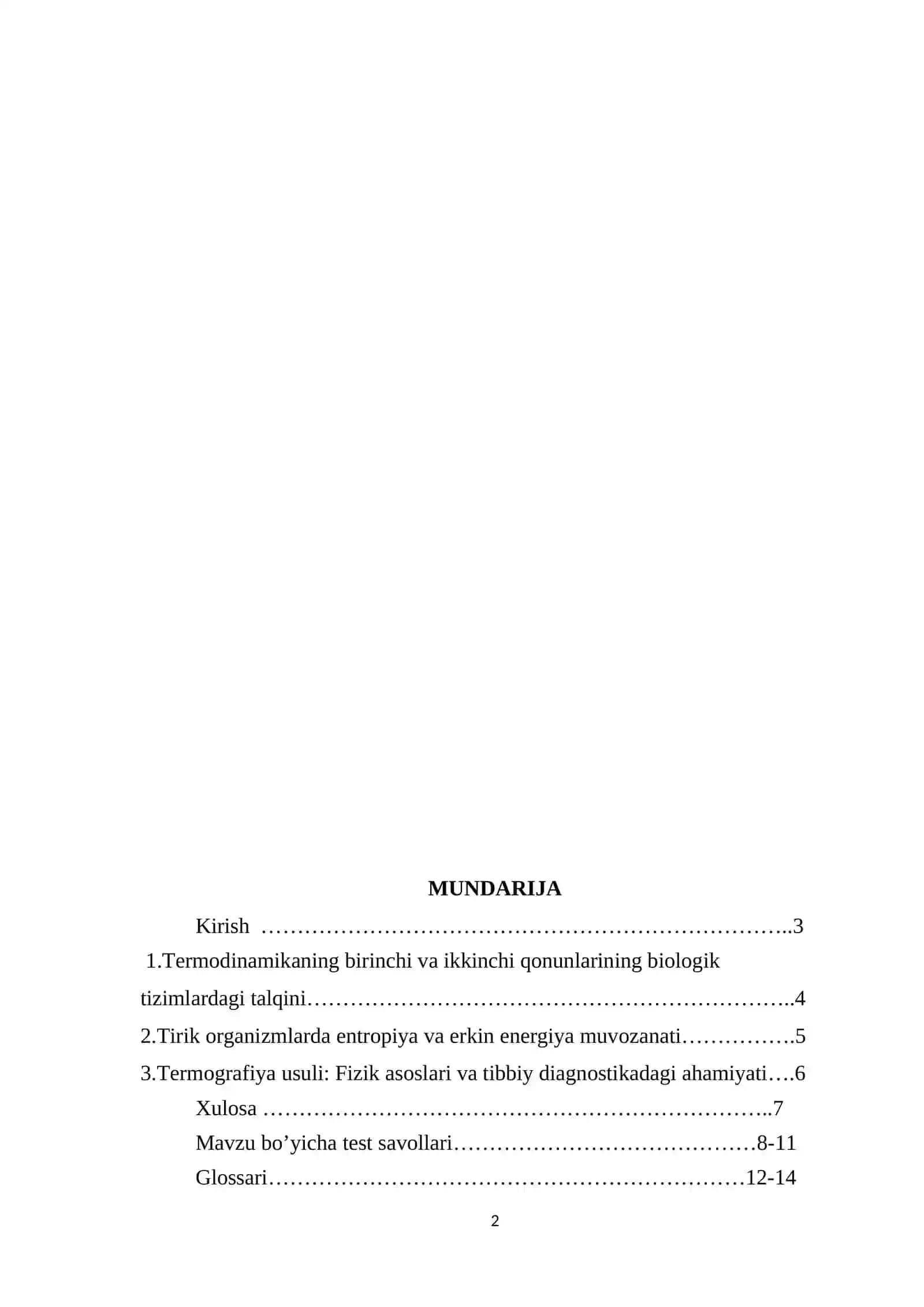 TIRIK ORGANIZIMLAR UCHUN TERMADINAMIKA QONUNLARI 2