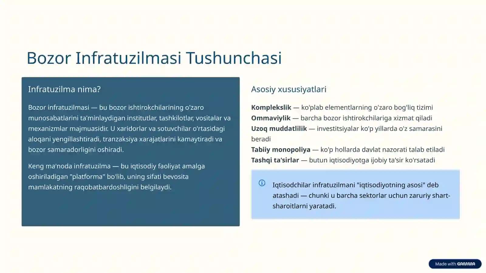 Bozor Infratuzilmasi va Uning Elementlari 2