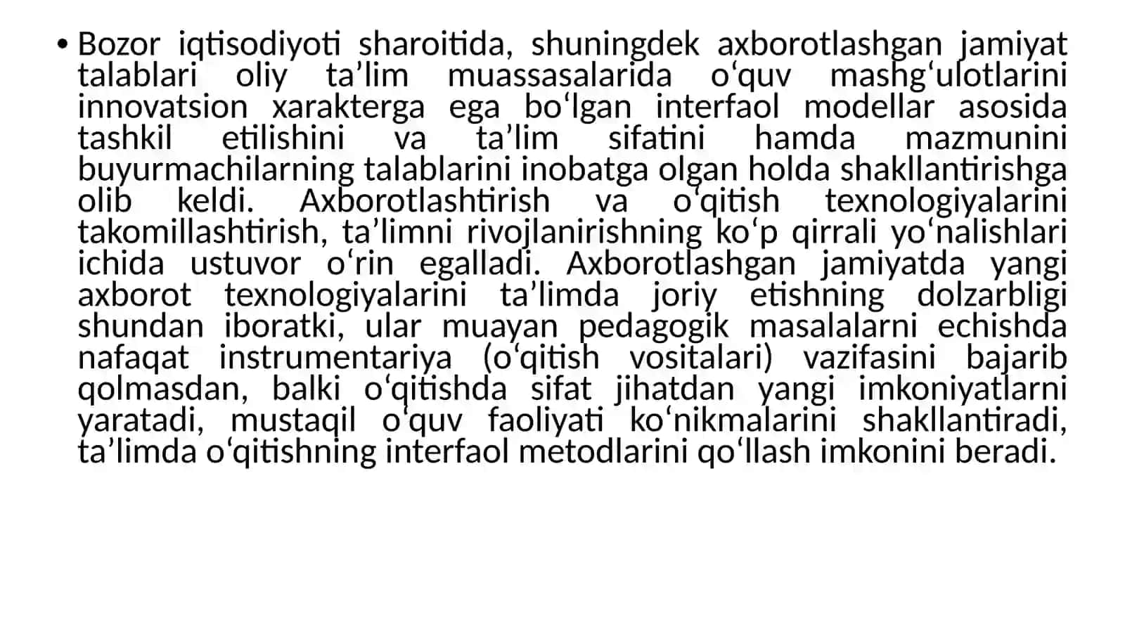 Axborot tizimlarida ishlashtexnologiyalari 2