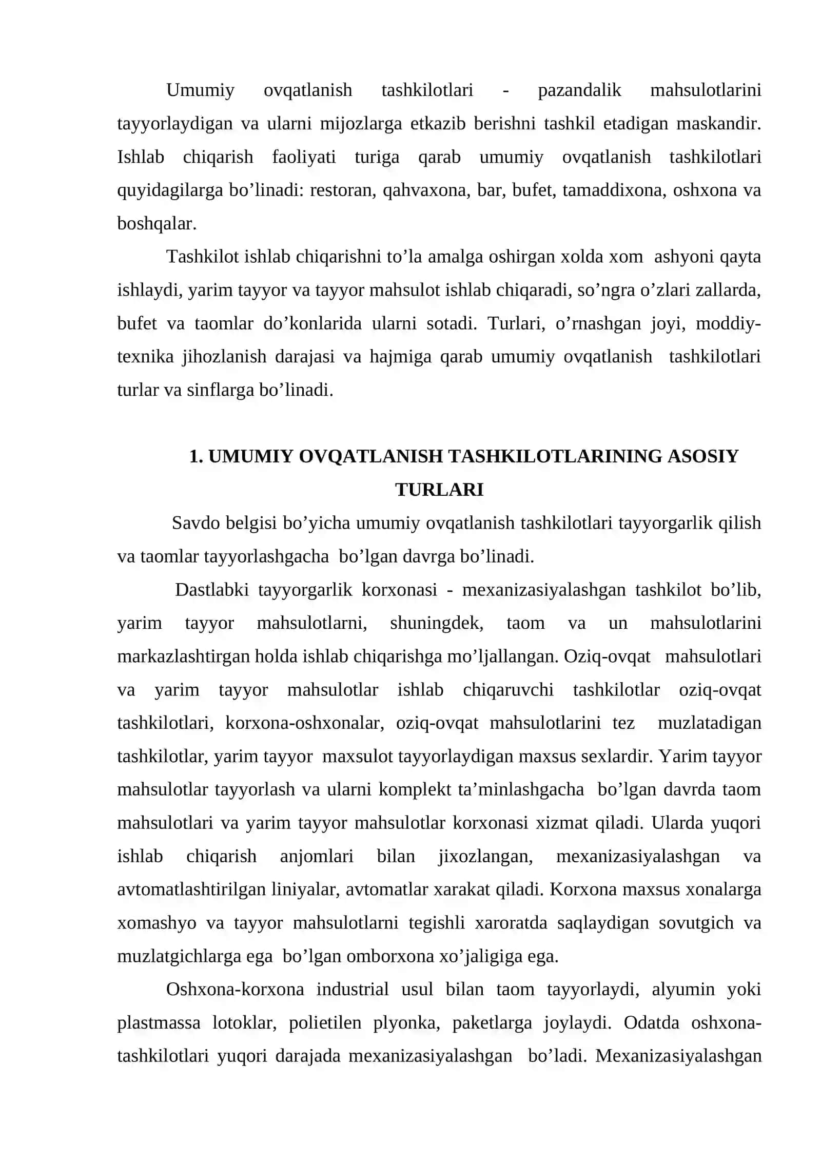 Umumiy оvqаtlаnish tаshkilоtlаri 2