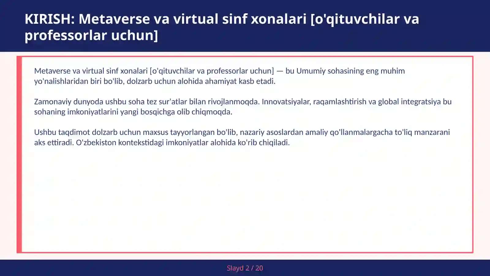 Metaverse va virtual sinf xonalari [O'qituvchilar va professorlar uchun] 2